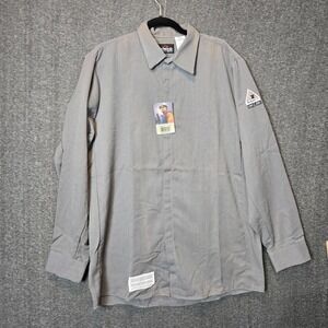 Bulwark FR SLS2 Concealed Gripper Pocketless Flame Resistant Work Shirt Gray L